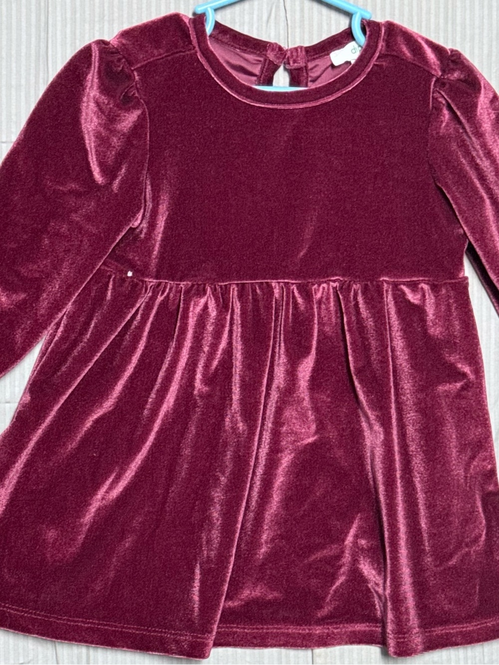 Dip Burgundy Velvet Long Sleeve Holiday Christmas Dress Like New 12-18M